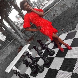 Orange Jarlo Anika Eyelet Cocktail Dress